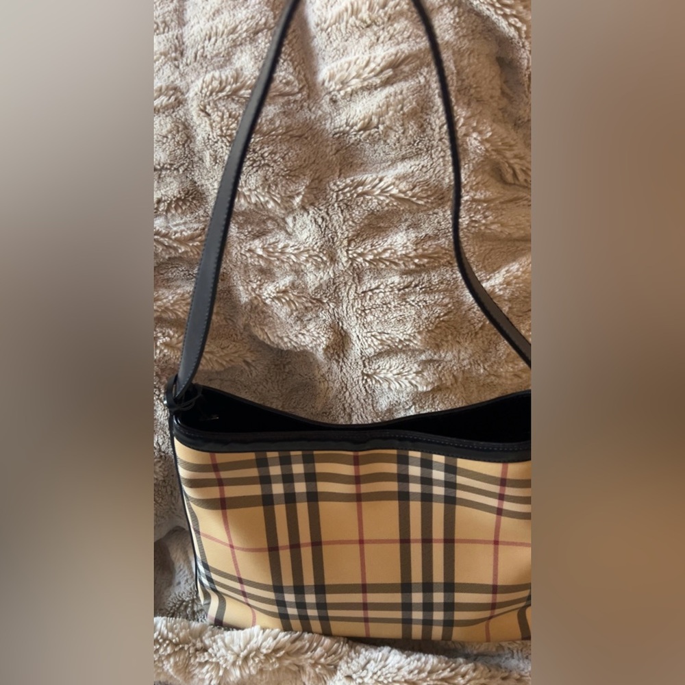 Burberry |Women’s Classic Check Coated Canvas Leather Handbag * Pristine - Picture 4 of 11